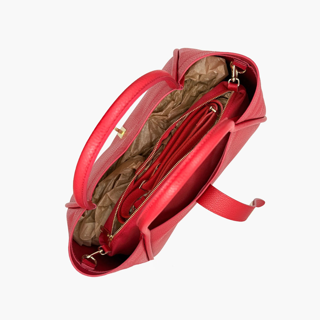 Shoulder Bag With A Beautiful Pochette In Genuine Leather Made In Italy