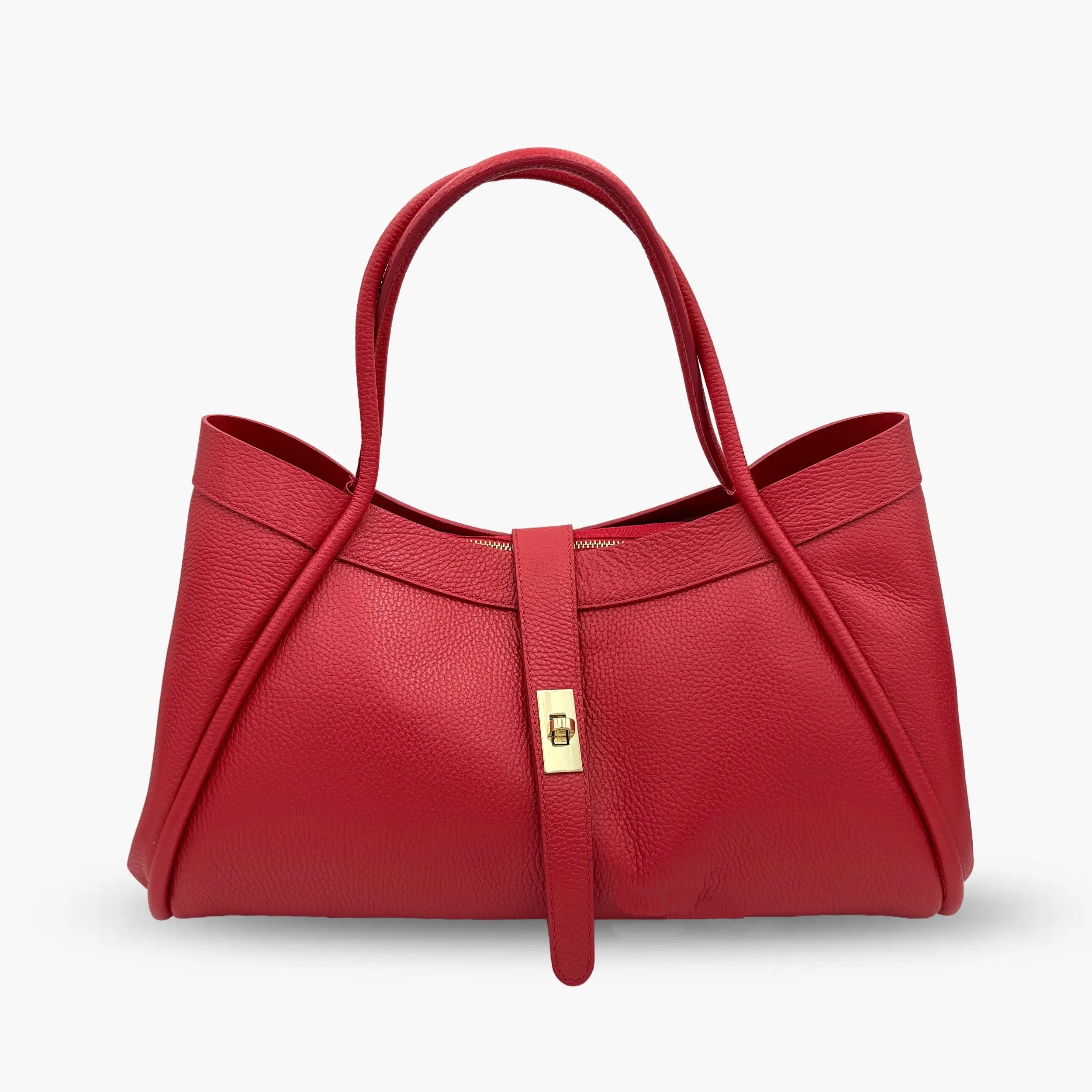 Shoulder Bag With A Beautiful Pochette In Genuine Leather Made In Italy