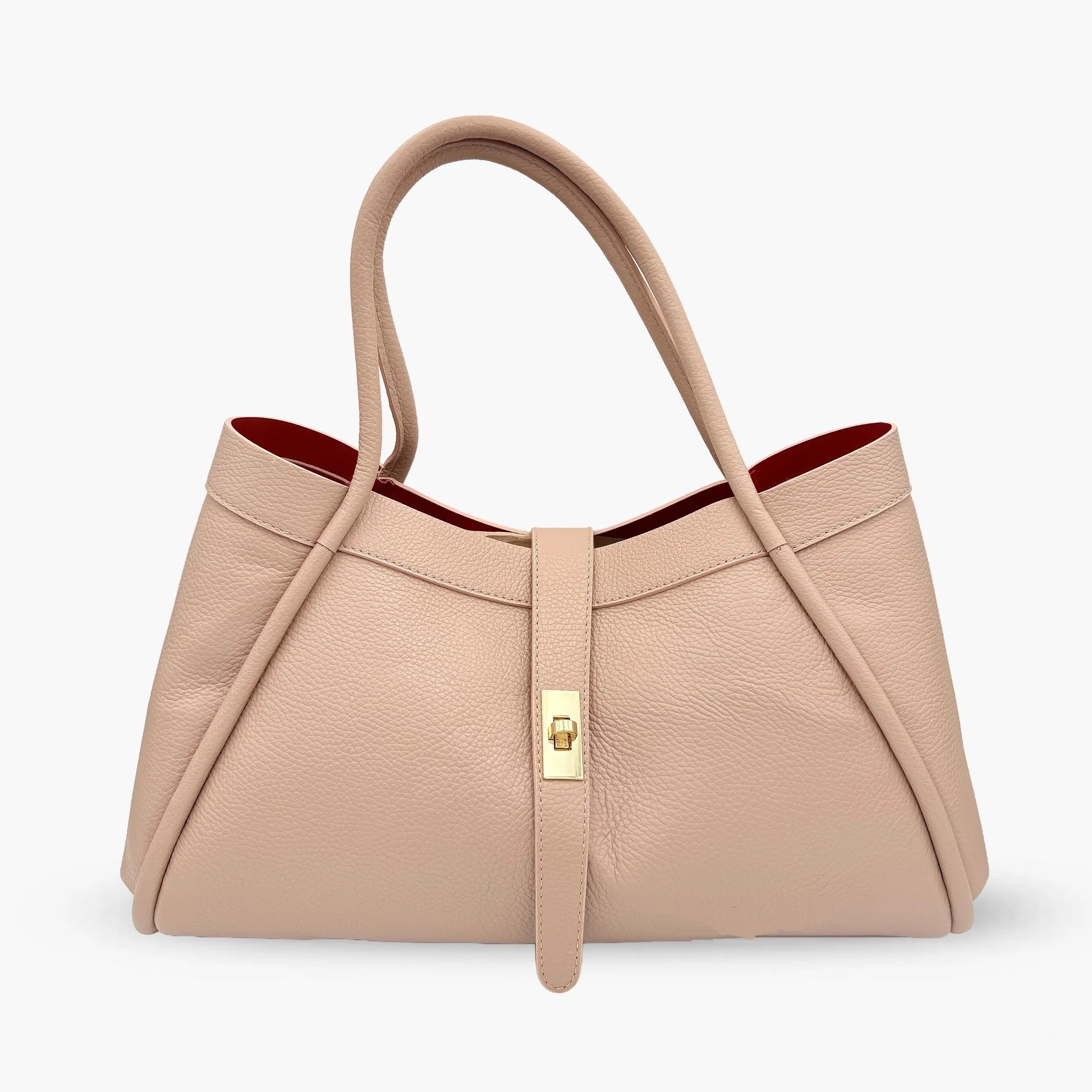 Shoulder Bag With A Beautiful Pochette In Genuine Leather Made In Italy