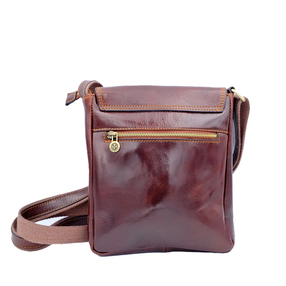 Genuine Leather Men's Shoulder Bag Made In Italy