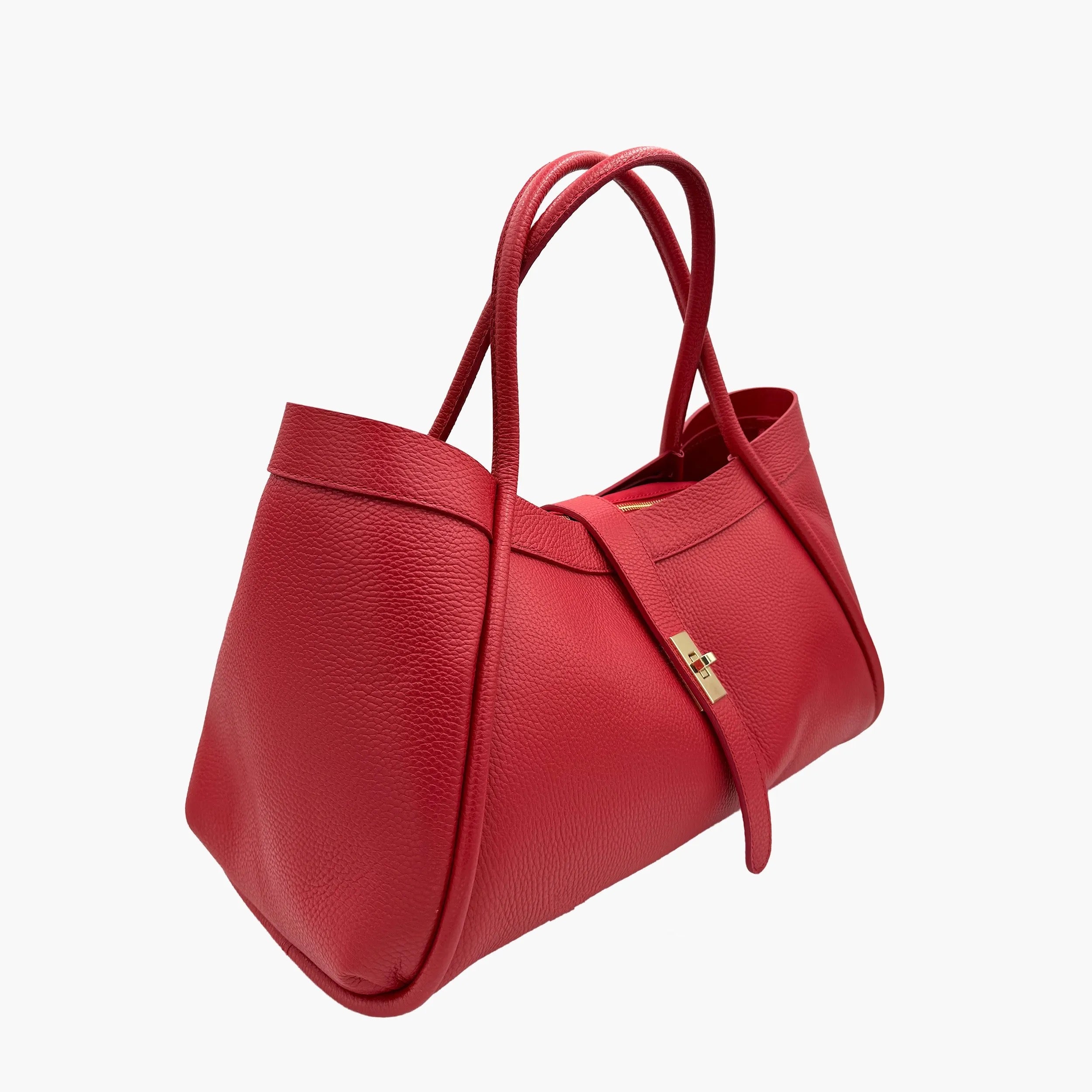 Shoulder Bag With A Beautiful Pochette In Genuine Leather Made In Italy