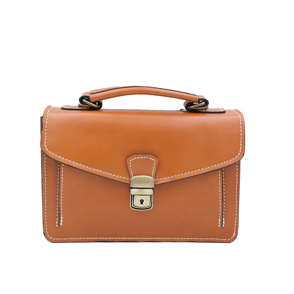 Genuine Leather Small Work Bag Made In Italy