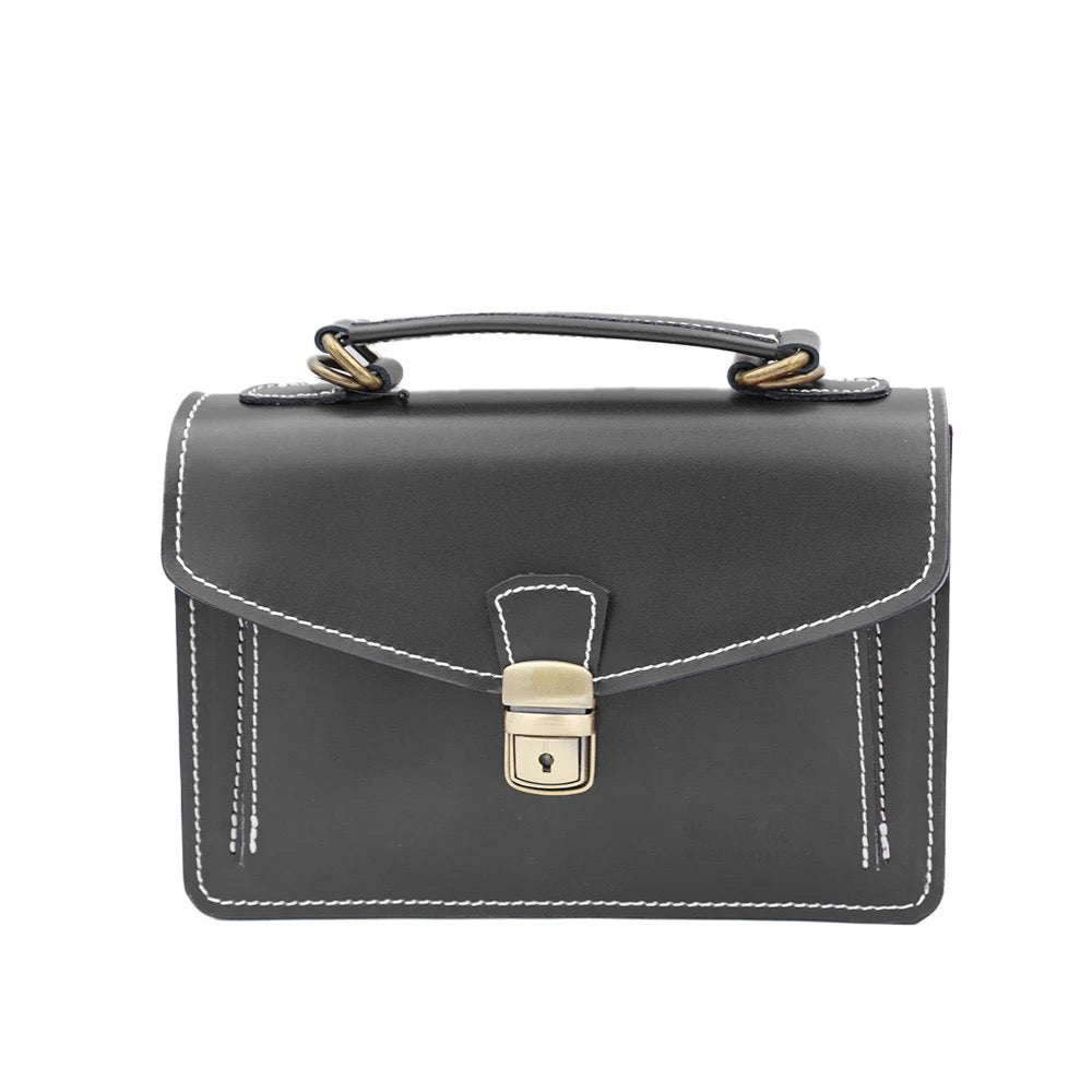 Genuine Leather Small Work Bag Made In Italy