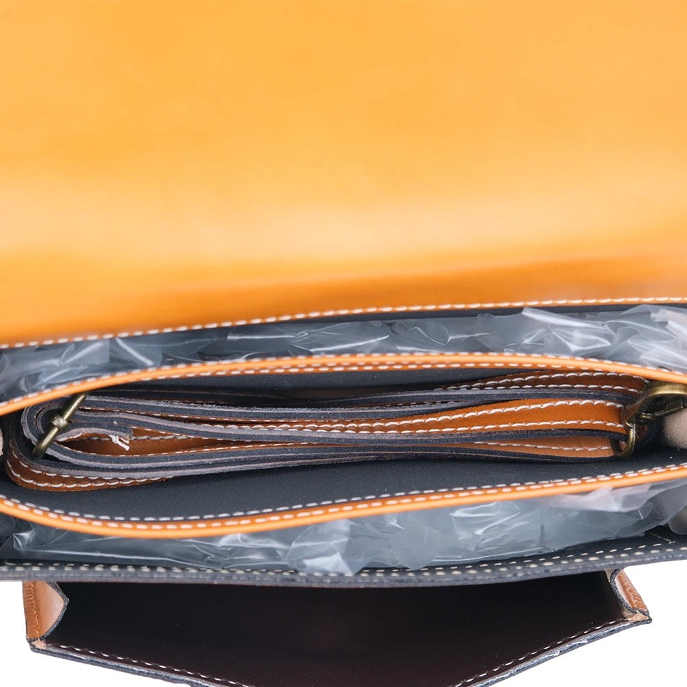 Genuine Leather Small Work Bag Made In Italy