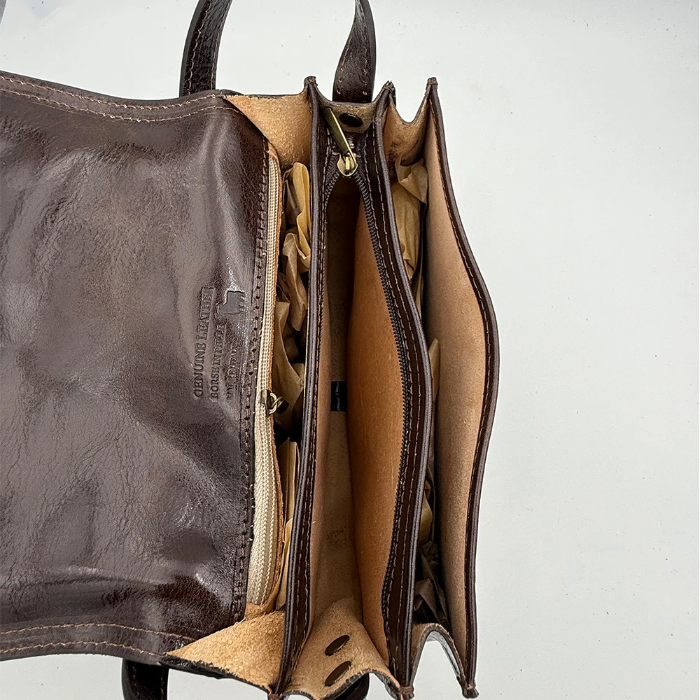 Messenger Bag In Genuine Leather Made In Italy